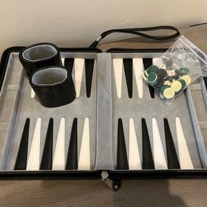 Daniele Leather Travel Backgammon Set - Black